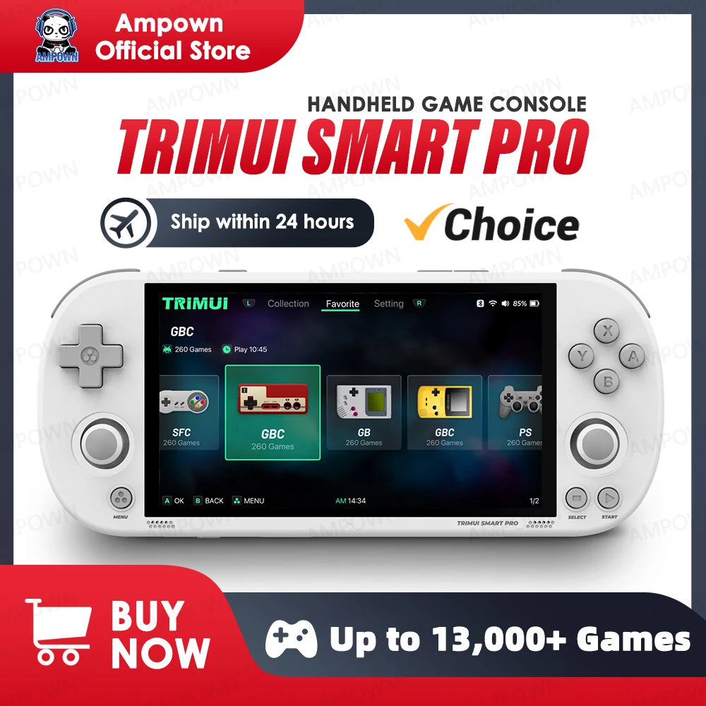Trimui Smart Pro Handheld Game Console 4.96''IPS Screen Linux System Joystick RGB Lighting Smartpro Retro Video Game Player Gift SS69