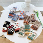 Womens Autumn And Winter Pure Cotton Five Finger Socks Printed Split Toe Socks Vintage Comfortable Socks