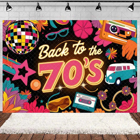 Retro Back to the 70s 80s 90s Backdrop Music Party Decorations Neon Light Graffiti Tapes Disco Background Photo Studio Supplies