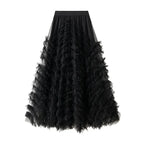 Tiered Tulle Maxi Skirt - Elegant A-Line High Waist Mesh