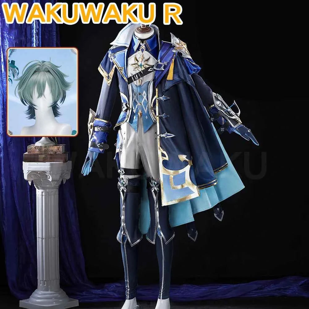 【Ready For Ship】Lohen Cosplay Costume Game Genshin Impact【S-2XL】WakuWaku-R Men Lohen Knights of Favonius Wig Plus Size