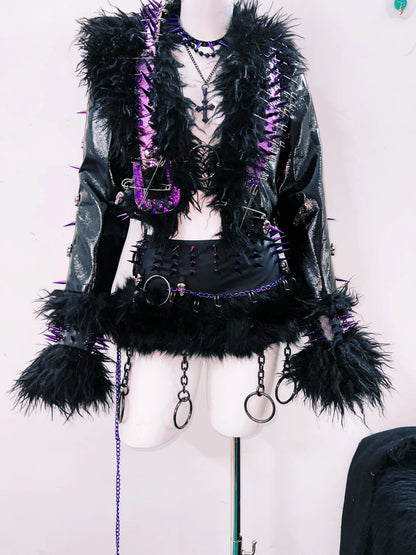 rivet Leather jacket Skull Leather jacket Gothic Leather jacket y2k Leather jacket Harajuku Leather jacket Unique Leather jacket