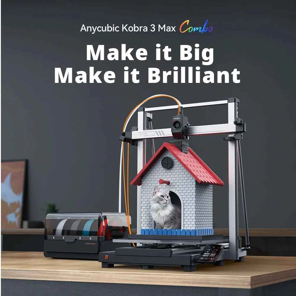 ANYCUBIC Kobra 3 Max Multi Color 3D Printer with Up to 600mm/s Print Speed Dual Gear Direct Extruder Build Volume 500*420*420mm