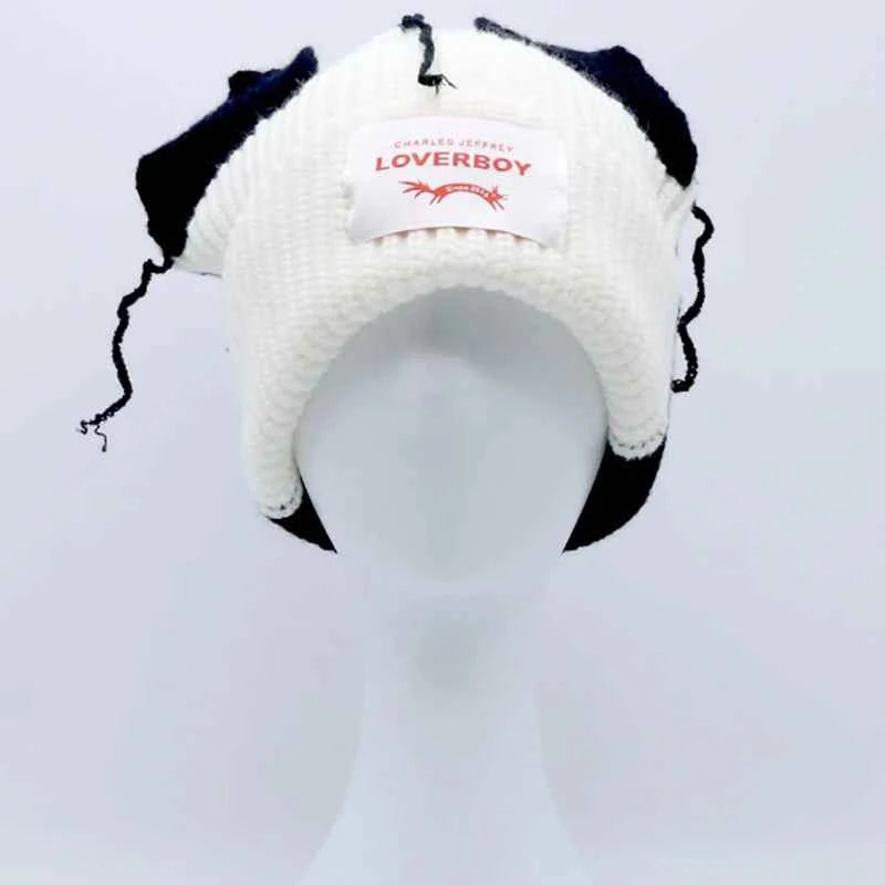 Long fox Ears Knitted Hat Men Women Rabbit Ear Warm Crochet Beanies Kpop Hip Hop Hat Winter Skullies Cap Y2k Christmas Gifty