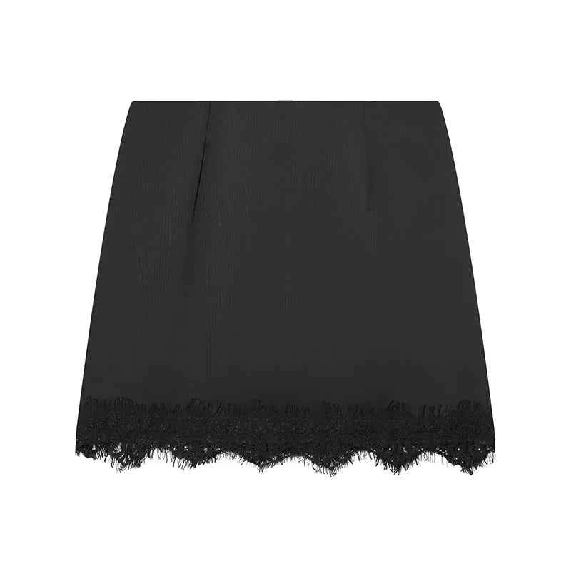 Women Mini Lace Skirt Sexy A-line Pleated High Waist Skirt for Women Spring Summer New Lace Short Skirt