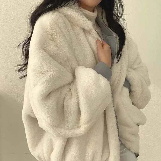 Smvp Winter Thicken Warm Parkas Women Fashion Double Sided Hooded Fleece Coat Ladies Korean Loose Long Sleeve Zip Up Jackets