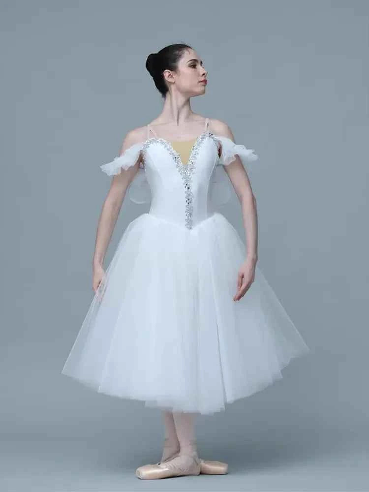 White Ballet Dress Long Romantic Ballet Tutu Professional Swan Lake Ballerine Femme Children Girls Fairy Ballet Costume