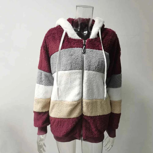 Oversized Jacket for Women Coat 2025 Autumn Winter Warm Plush Pocket Hooded Streetwear Loose Lady Zipper Cashmere Outerwear Coat