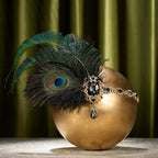 1920s Flapper Peacock Feather Headband Roaring 20s Showgirl Hair band Great Gatsby Hair Accessories 머리띠 резинки для волос 헤어밴드 SS69 14.69 black / One Size