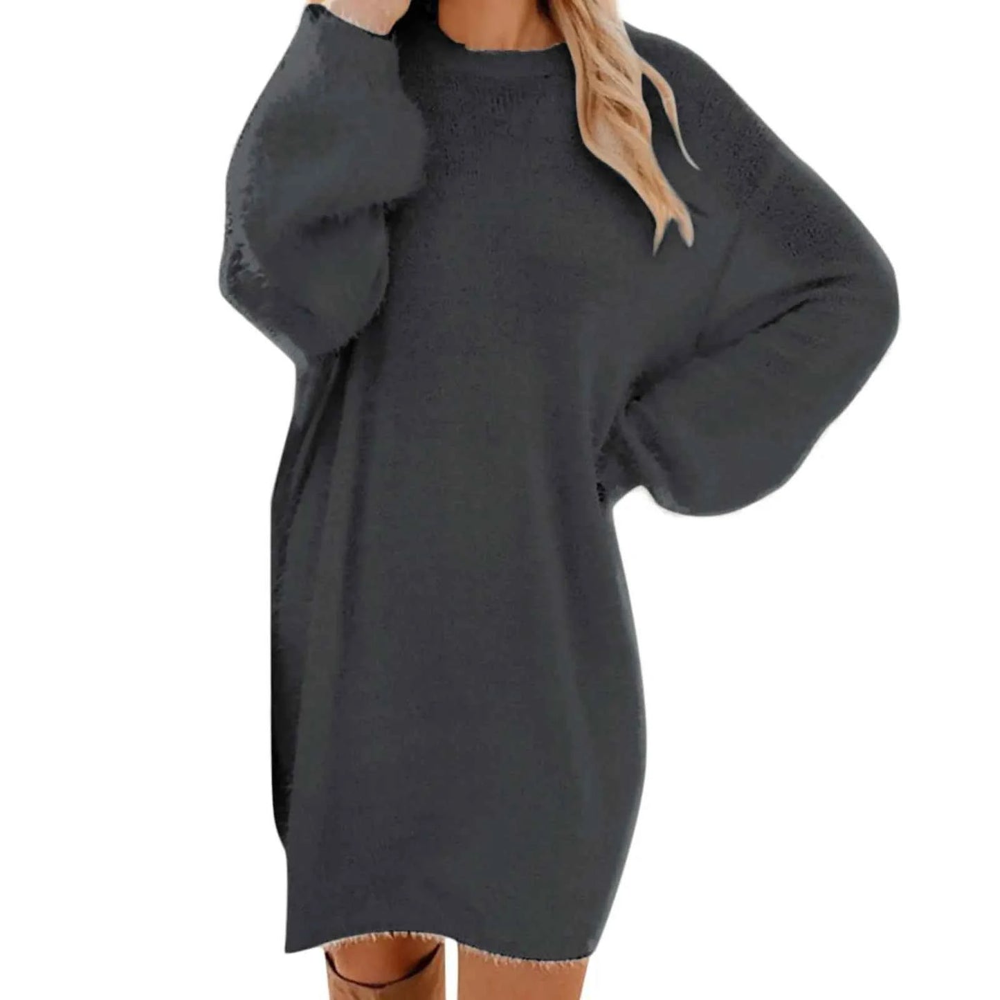 Women Winter Sweater Knit Crewneck Warm Long Sleeve Casual Sweatshirts Dress Elegant Women'S Dresses For Party Vestidos Mujer
