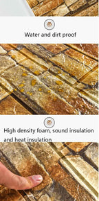 3D Self-Adhesive Wallpaper 70cm*1/5/10m Continuous Waterproof Brick Wall Stickers Living Room Bedroom Children's Room Home Decor