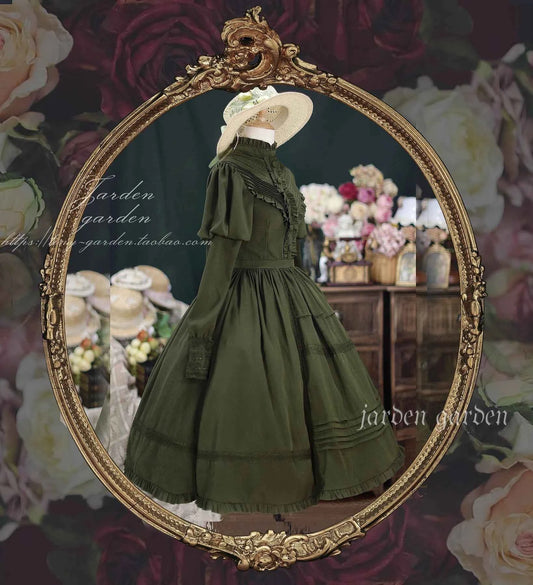 2025 New Classical Long-sleeved Stand-up Collar Slim-fitting Dress Japanese Sweet and Cute Girl Lolita OP Mid-length Dresses