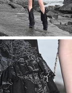 Blood Supply Original Punk Aesthetic dress hot girl Dragon Pattern Denim Sexy Slim Fit Dress Summer Halter Ruffles Short Dresses SS69