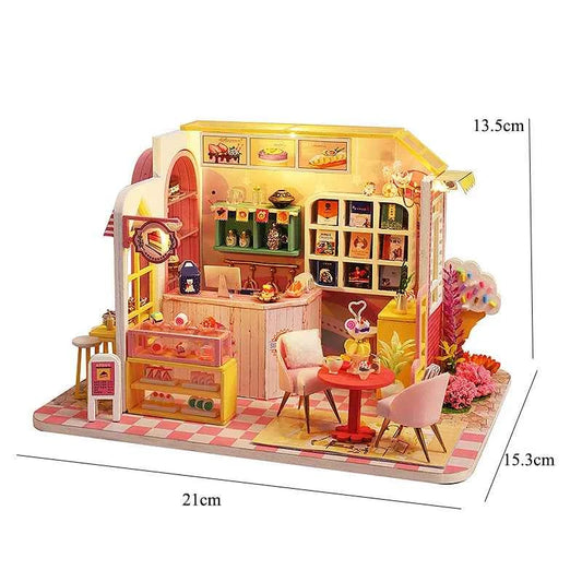 Wooden Miniature Dollhouse with LED Light Creative DIY Flower House Handmade 3D Puzzle Assembly Building Model Toys Doll Houses