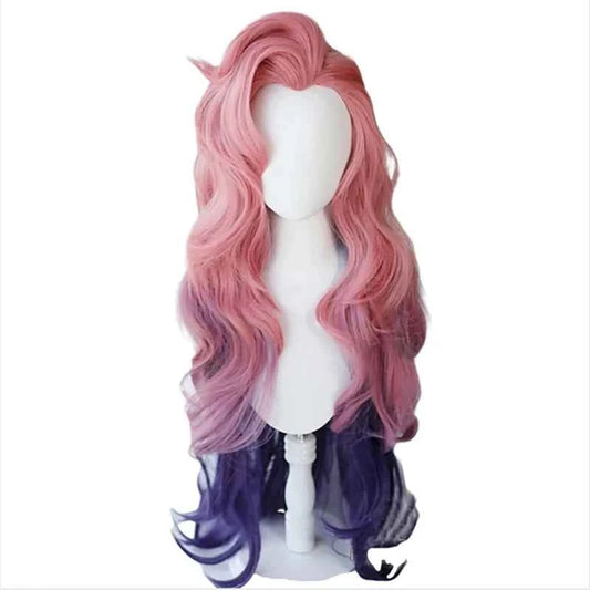 HAIRJOY LoL Seraphine Cosplay Wig KDA Cosplays Curly Pink Purple Green Wigs Heat Resistant Synthetic Hair
