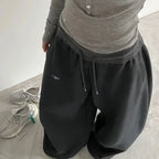 BiggOrange Women's High-Waist Wide-Leg Sweatpants - Black