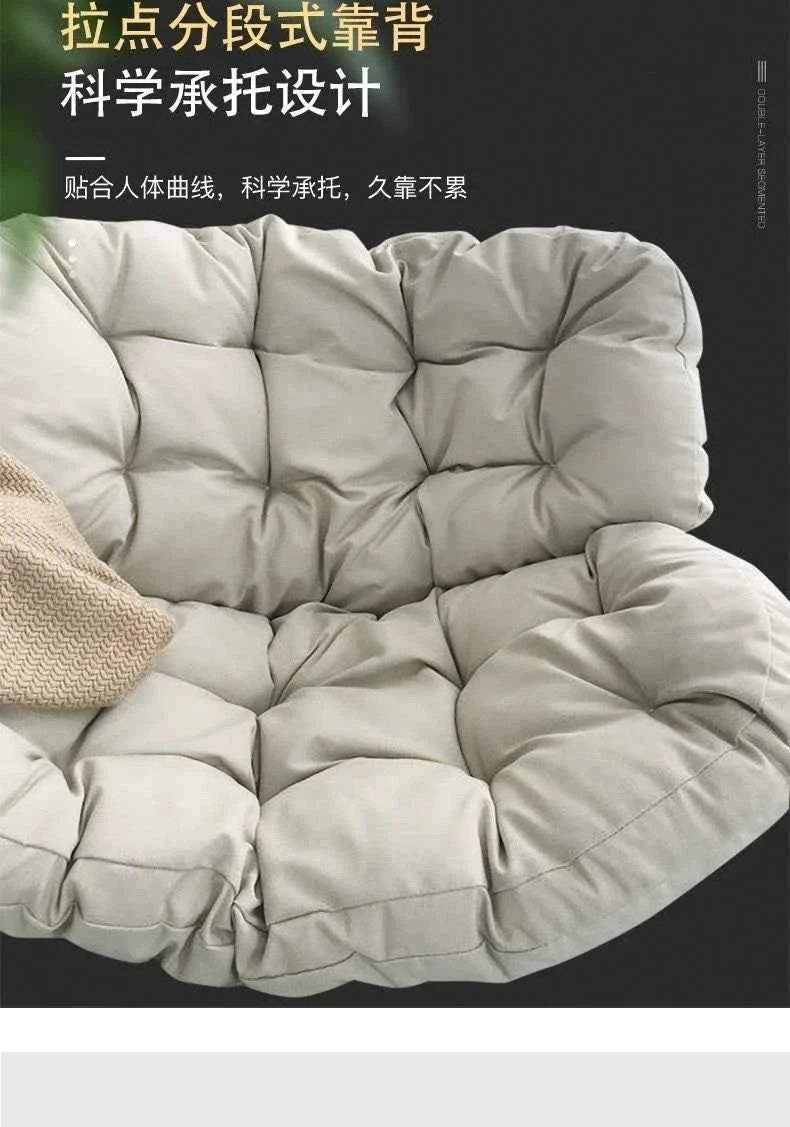 Realife Woven Rattan Rocking Chair Comfortable Soft Bag For Sitting Or Lying Lazy Rocking Chair Balcony Home Use Wrought Iron