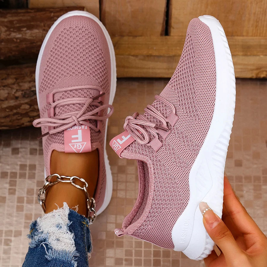 Women's White Slip-On Casual Sneakers - Breathable Fabric Upper & Lining, Elastic Side Panels for Easy Wear