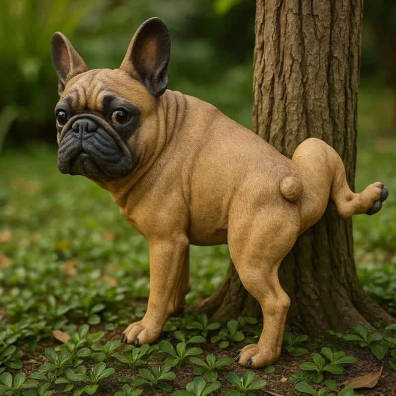 New Creative Resin Craft Funny French Bulldog Statue Decor for Garden Yard Outdoor Home Art Ornament