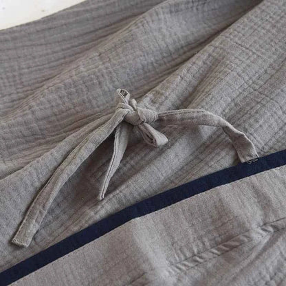Japanese Style Spring and Autumn Thin Men's Kimono Hanfu Pure Cotton Gauze Pajamas Plus Size Home Steaming Suit