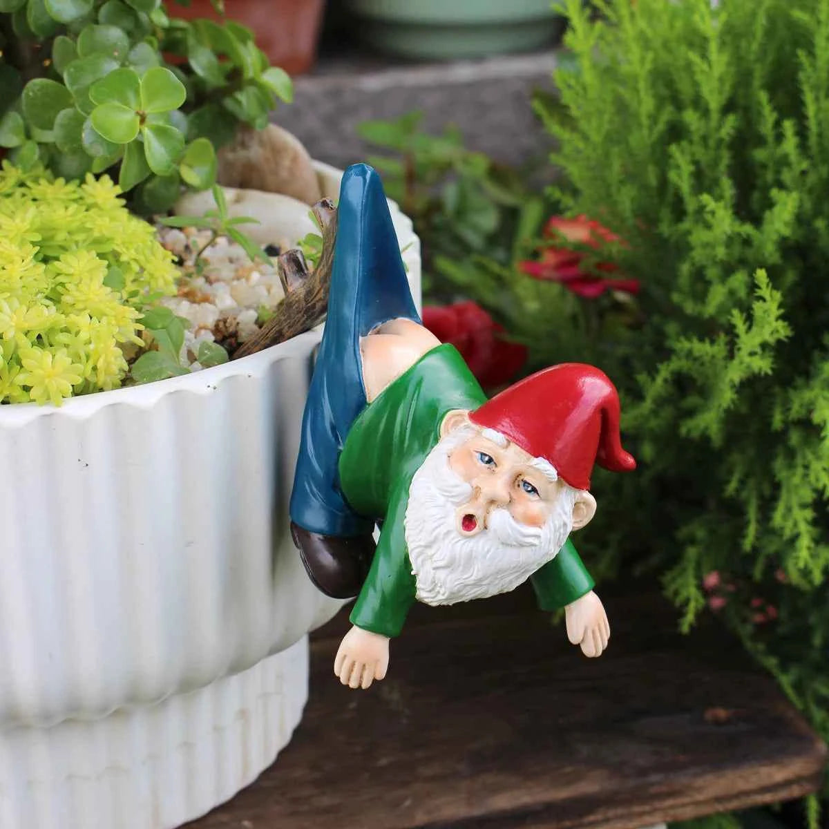 1pcs funny dwarves, dwarves with pants hanging branches, fun flowerpot pendants, resin crafts