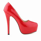 Women Sexy Pumps Stilettos 14cm Super High Heels Round Toes Platform Thin Heel NightClub Party Dress Red Wedding Shoes Big Size