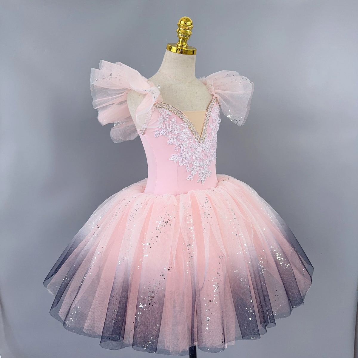 Romantic Gradient Ballet Tutu Dress Sequin Girl's Dance Skirt Modern Dance Princess Ballet Skirts Performance Costumes