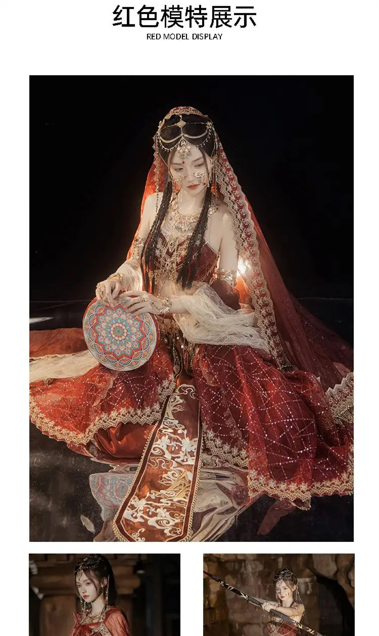 2025 chinese characteristic dunhuang feitian hanfu exotic princess folk dance suit travel photography hanfu clothes+accessories SS69