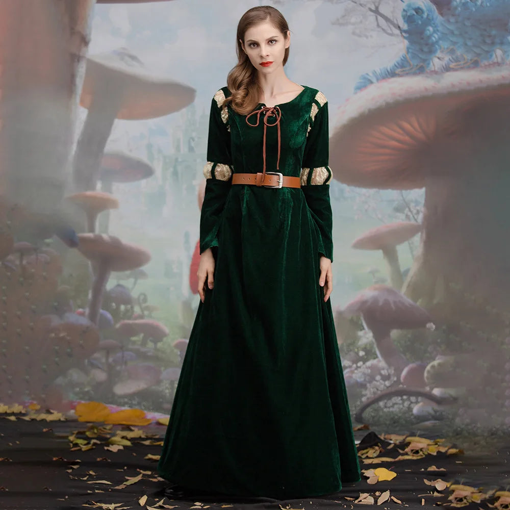 Princess Merida Brave Cosplay Court Dress Set for Women