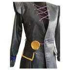 Anime JOJO's Bizarre Adventure Golden Wind Leone Abbacchio Cosplay Costume Black PU Long Coat Uniform Wig Man Carnival Suit