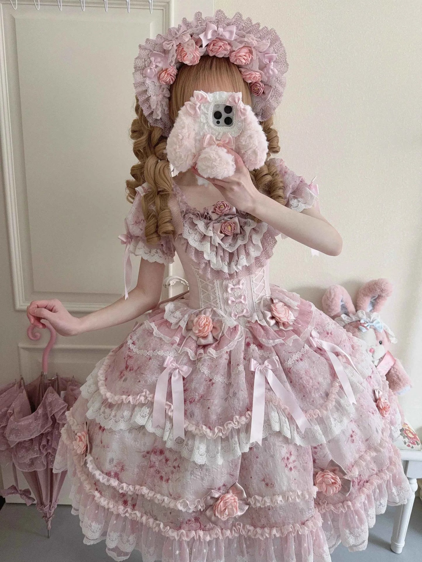 Original Heavy Birthday Party Lolita Puffy Dress Sweet Girls Back Big Bow Tail Vintage High-end Women's Elegant OP Dress