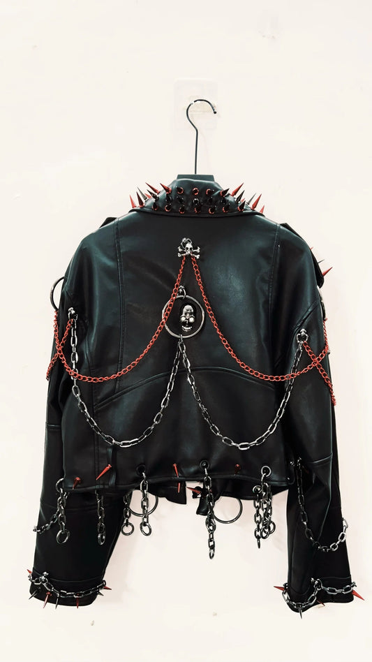 vintage Leather jacket Gothic Leather jacket Punk Leather jacketoversizeLeather jacket Rivet Leather jacket skull Leather jacket SS69