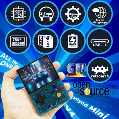 Miyoo Mini V4 2.8-inch Handheld Game Players 18000 Games 15 Emulator Portable Video Gaming Console Kids Retro Mini Game Machine SS69