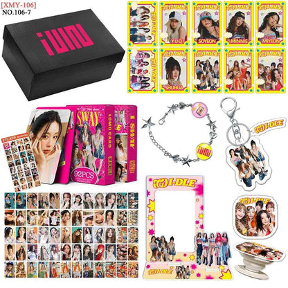 Kpop Idol BABYMONSTER BINI GIDLE ZB1 Gift Box Set Lomo Card Photocards Card Holder Keychains Acrylic Stand Bracelet Fans Gifts