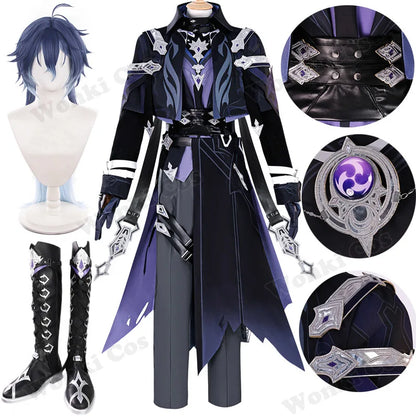 Game Impact Kyryll Chudomirovich Flins Cosplay Costume Wig Hair for Men Halloween Party Carnival Role Paly Outfits