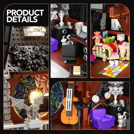 2419PCS Wednesday Adams House Building Blocks Darkness Villa Model Bricks Desktop Decoration Diy Toys For Kids Holiday Gifts
