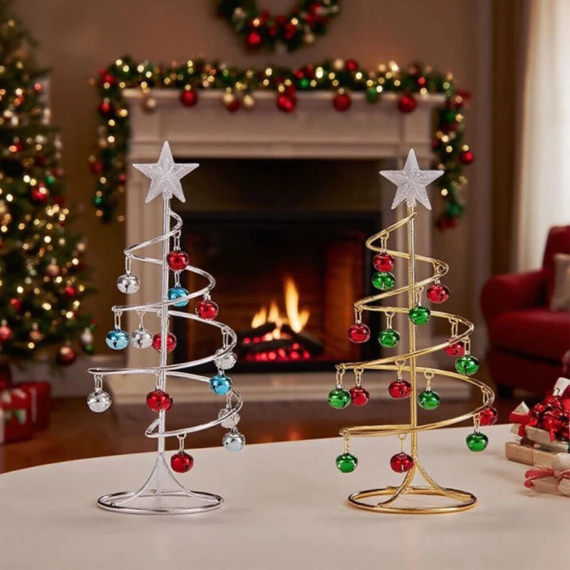 Iron Lace Christmas Tree Mini With Bell Star Desktop Ornament Ornament New Year Christmas Eve Gift Celebrate Party Xmas 2026