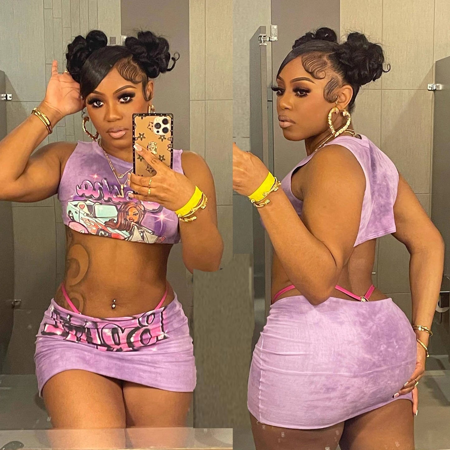 Sexy Y2K 2 Piece Skirt Sets Clothes Outfit 2023 Streetwear Fashion Dress Summer Crop Graphic T Shirts Top Women Two Piece Set SS69