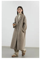 CHIC VEN Women Woolen Coat Double-breasted Basic Loose Casual Retro New Long Double-sided Female Overcoat Autumn Winter 2026