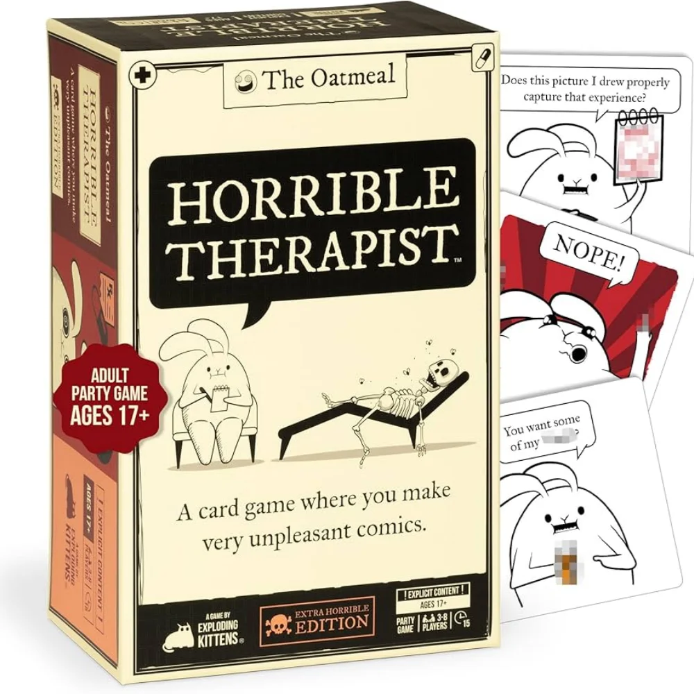 "Terrifying Therapist" card game. A tabletop toy for family gatherings and parties. Gifts for New Year and Christmas.