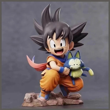 Dragon Ball Childhood Little Goku Hugs Puer Ya Mu Tea Little Follower Figures Doll Pvc Model Statue Collection Toys Ornamen Gift SS69
