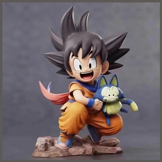 Dragon Ball Childhood Little Goku Hugs Puer Ya Mu Tea Little Follower Figures Doll Pvc Model Statue Collection Toys Ornamen Gift SS69