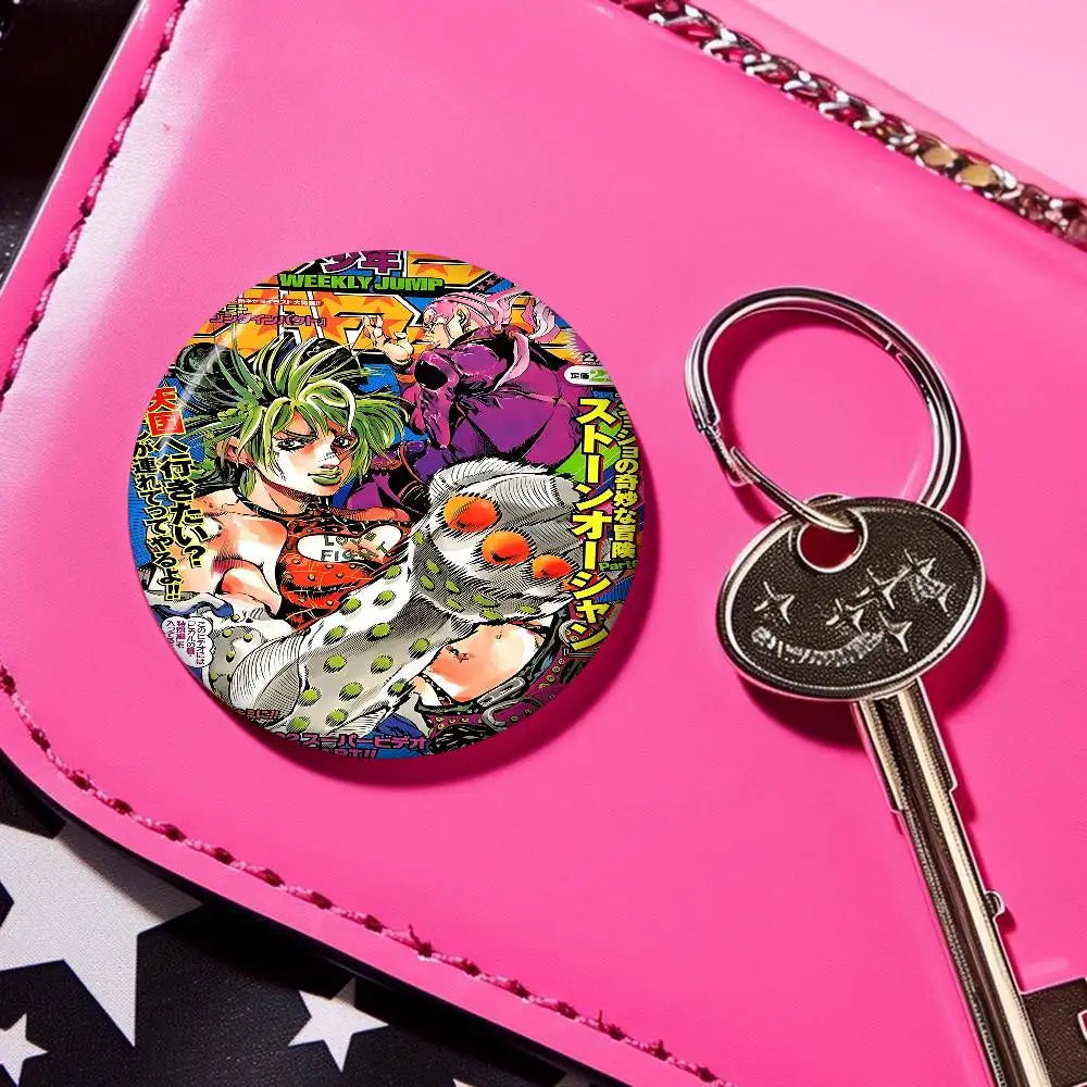 Anime JoJo Bizarre Adventure Soft Button Pin Round Metal Badge Lapel Pin Parts Gift Friends Kid Jewelry
