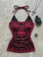 Gothic Punk Sleeveless Tops Women Y2k Cropped Vest Summer Retro Style Tank Top Female Streetwear Printed Casual Slim Fit Tees