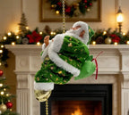 Christmas Doll Decoration Santa Claus Doll Electric Climbing Santa Claus On Beads Chain Moving Figure Hanging Xmas Ornament Gift
