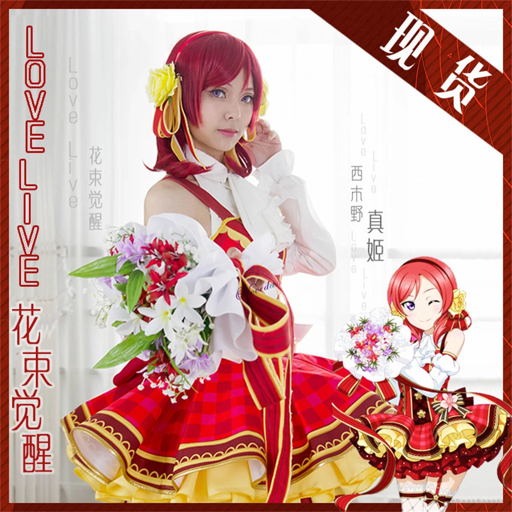 Lovelive Flower Bouquet Cosplay Nico Kotori Tojo Maki Eli Ayase Nozomi Hanayo Lolita Dress Love Live Uniform Cosplay Costume SS69 96.69 Nishikino Maki / Women L / Lovelive Bouquet