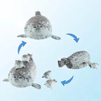 40cm Mother and Baby Seal Plush Toy Set - Soft Grey Stuffed Animal