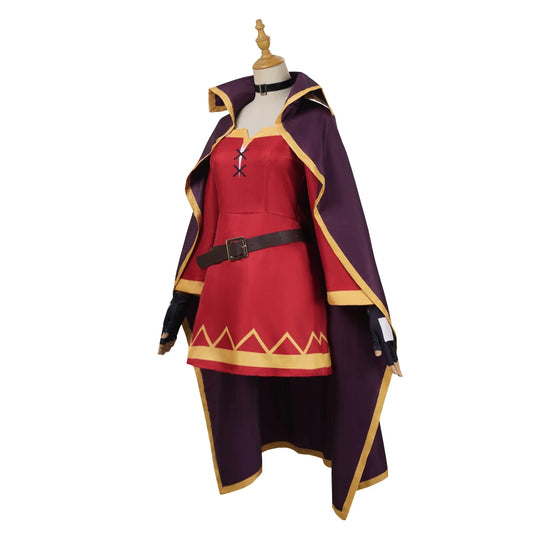 Megumin Anime Cosplay Costume Set with Wig for Women Sorceress Dress