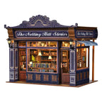 DIY Book Nook Kit Notting Hill Bookstore Wooden  Bookshop Dollhouse with Light Bookshelf Insert 3D Puzzle Decor for Gift