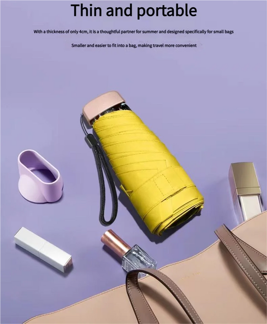 55% Off Mini Sun Umbrella Small Pocket Rain Umbrella Vinyl Folding UV Ultraviolet Protection Sun Shade Pocket Parasol Capsule